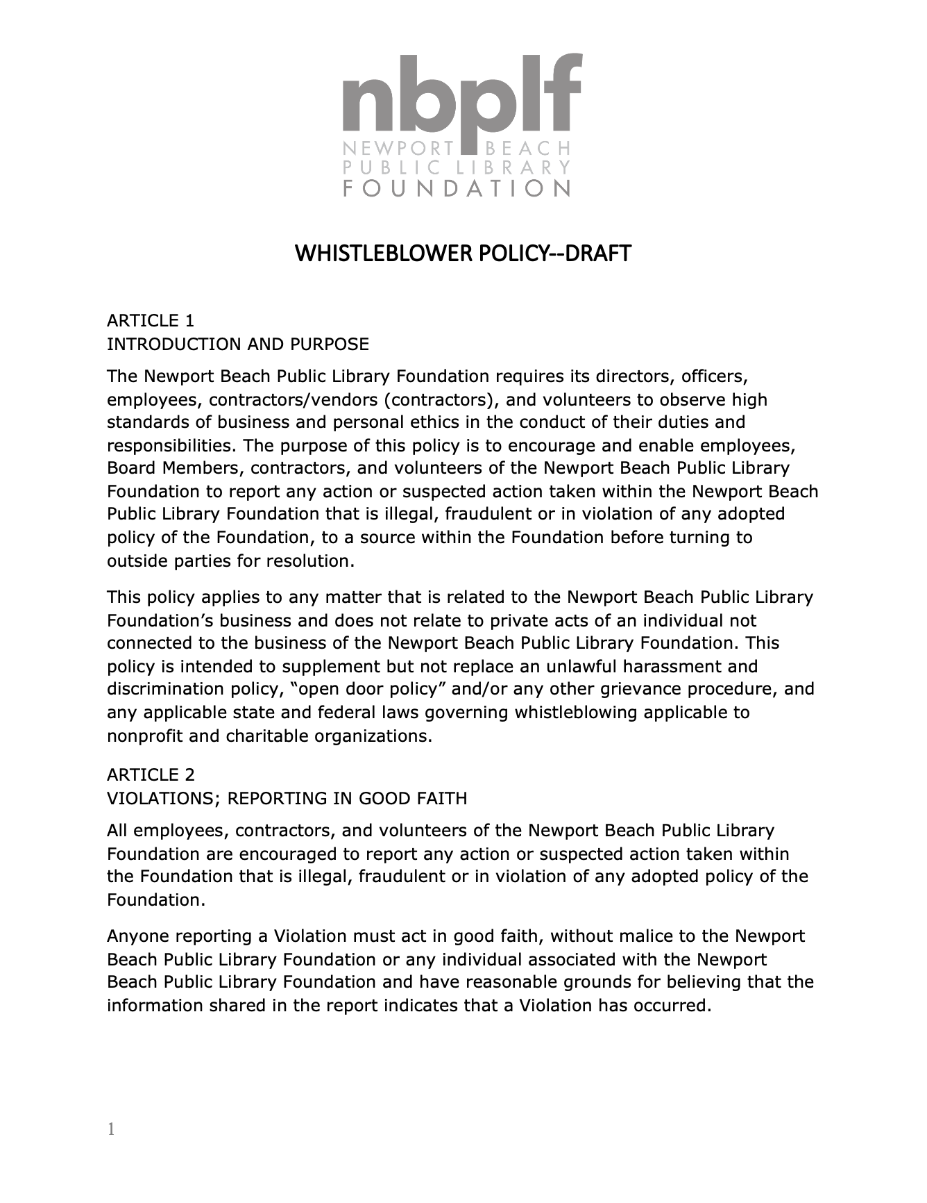 Whistleblower Policy